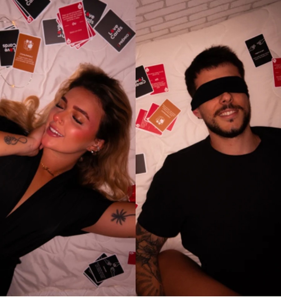 Depois: casal jogando Love Cards
